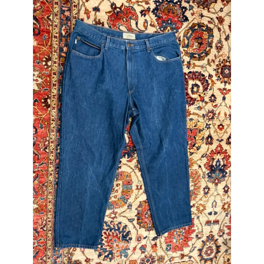 L.L.Bean Relaxed Fit Jeans Men 38x29 Blue Denim Cotton USA Classic